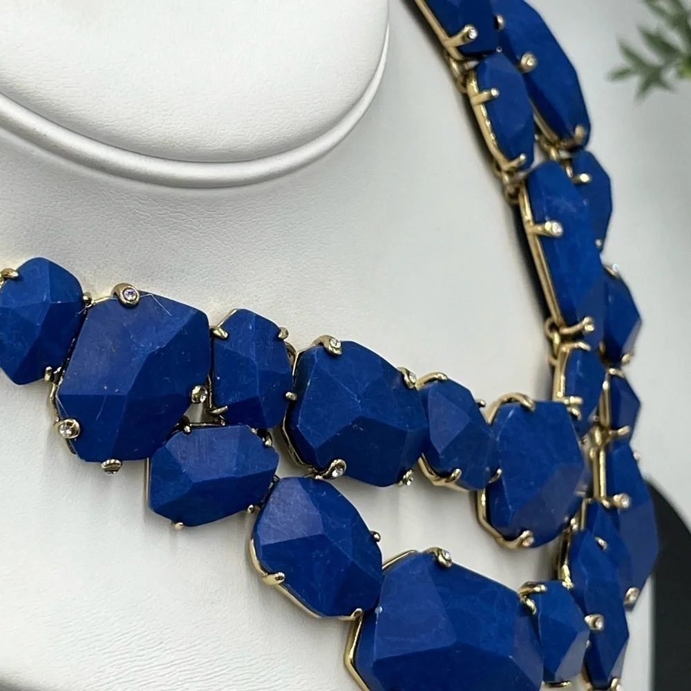 Kate Spade Blue Lapis Lazuli‎ Quarry Gems Double Statement Gold Plated Necklace